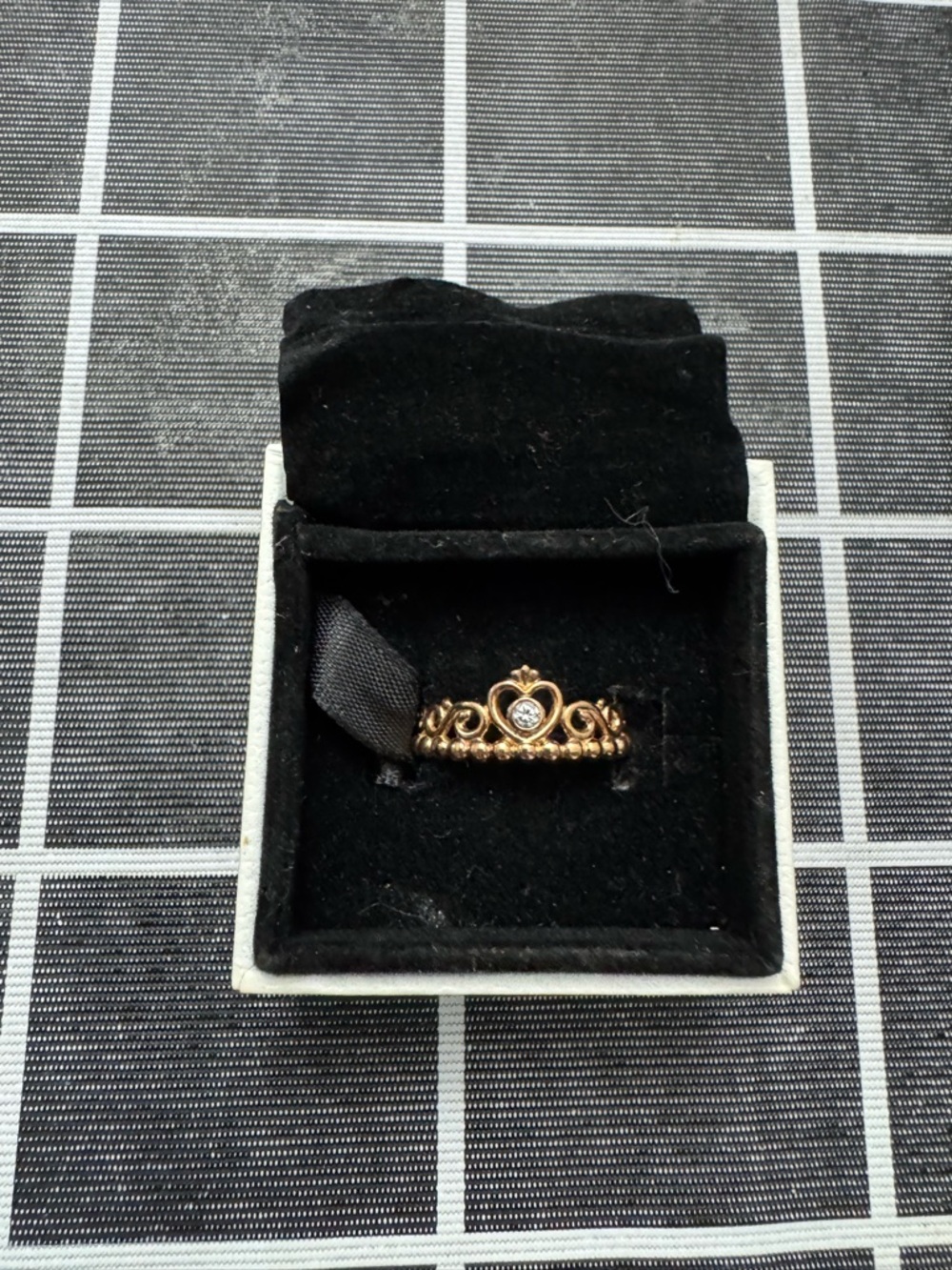 Pandora Rose Gold Princess Tiara Ring with Clear Cubic Zirconia Stone